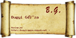 Bugyi Géza névjegykártya