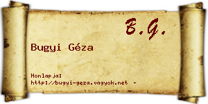Bugyi Géza névjegykártya